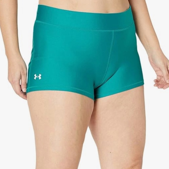 Under Armour Women's HeatGear Mid Rise Shorty Teal Size L - Picture 1 of 6